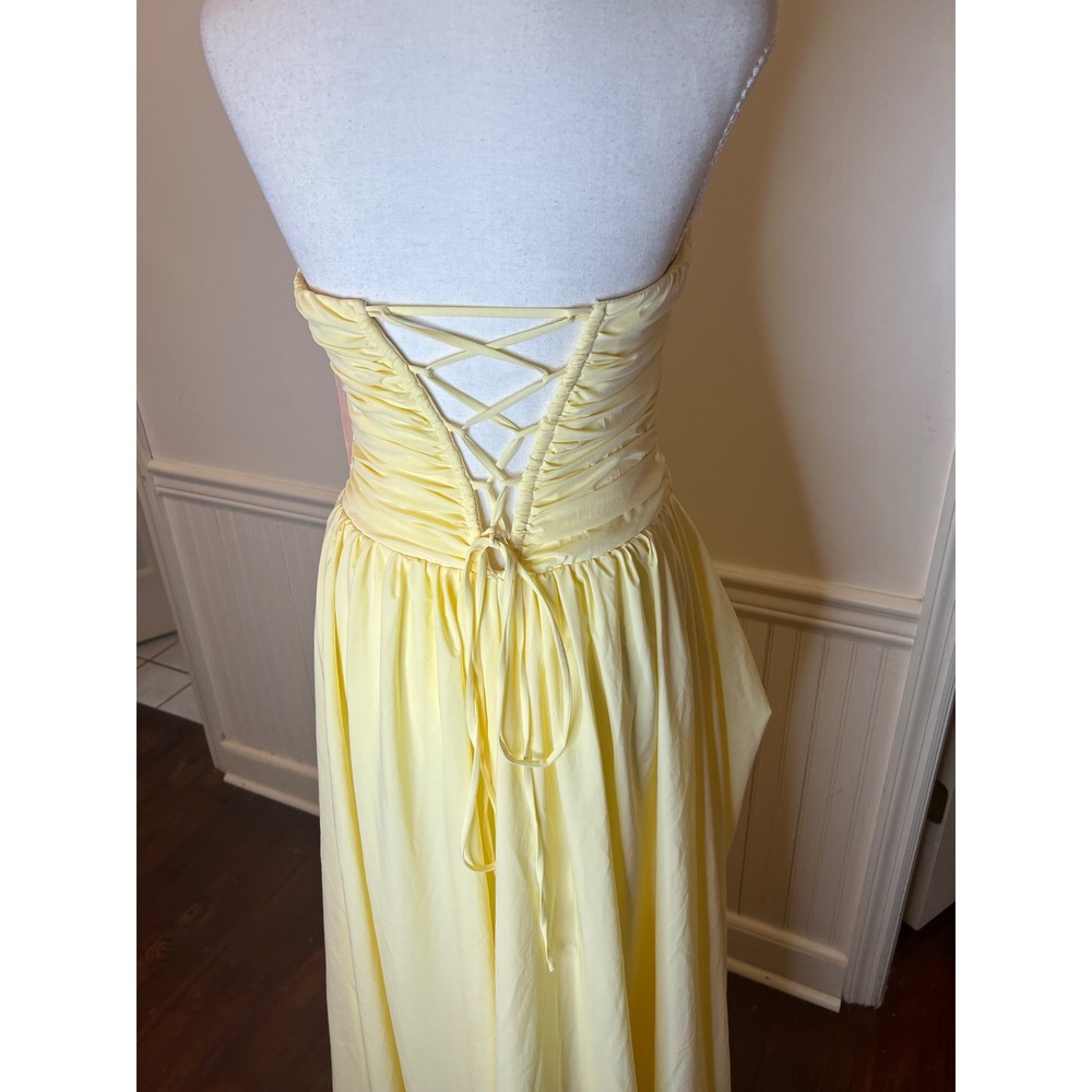 Lulu's Strapless Yellow Maxi Dress with High Slit - Picture 14 of 16